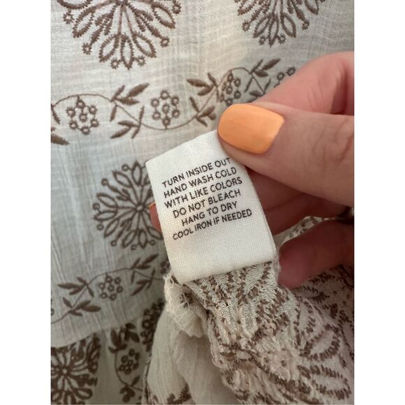 Blu Pepper Women's Floral Peplum Top Beige Size Large - Picture 7 of 9